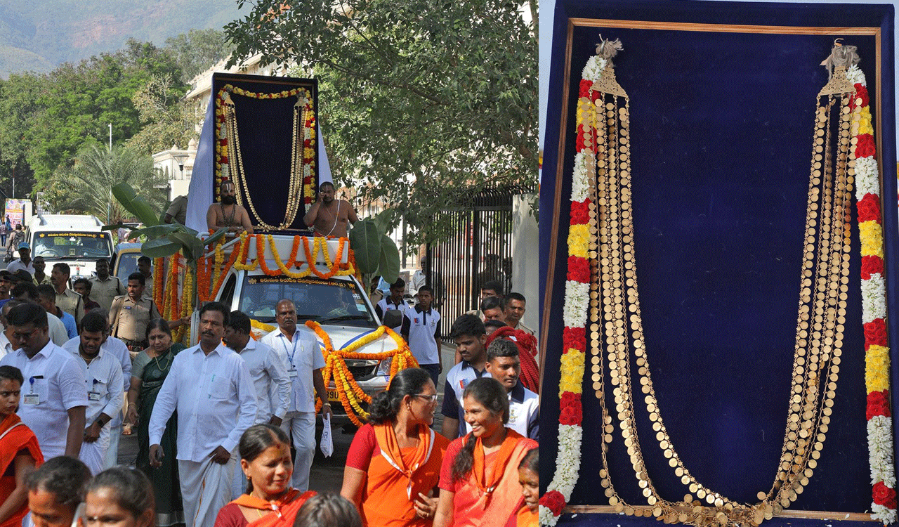 శోభాయమానంగా శ్రీవారి లక్ష్మీకాసులహారం శోభాయాత్ర