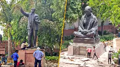 పార్లమెంటు ఆవరణలో గాంధీ, అంబేడ్కర్  విగ్రహాల మార్పు ఎందుకు?