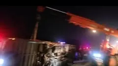 Road Terror | చిత్తూరు వద్ద బోల్తా పడిన బస్సు