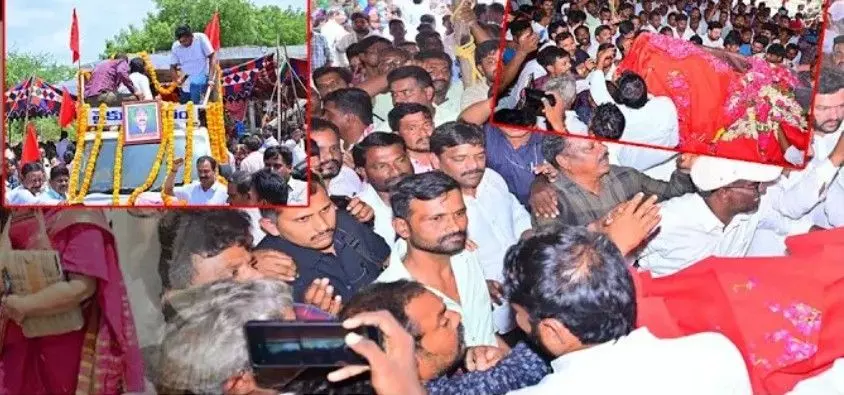 ఎర్రజెండాల రెపరెపలతో ఎరుపెక్కిన వెలిశాల ఎర్రజెండాల రెపరెపలతో ఎరుపెక్కిన వెలిశాల