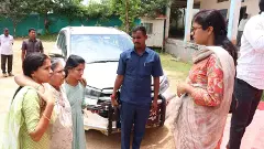 వృద్ధ మహిళకు జిల్లా కలెక్టర్ ఆసరా